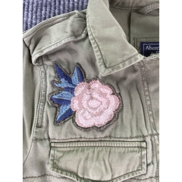 Abercrombie & Fitch Jacket Womens Extra Small Green Canvas Army Flowers Utility - Picture 6 of 12